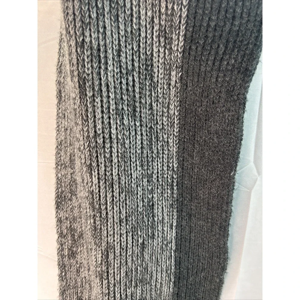 Calvin Klein‎ Mens Scarf Grey Ribbed Knit Colorblock Fringe Winter Accessory OS